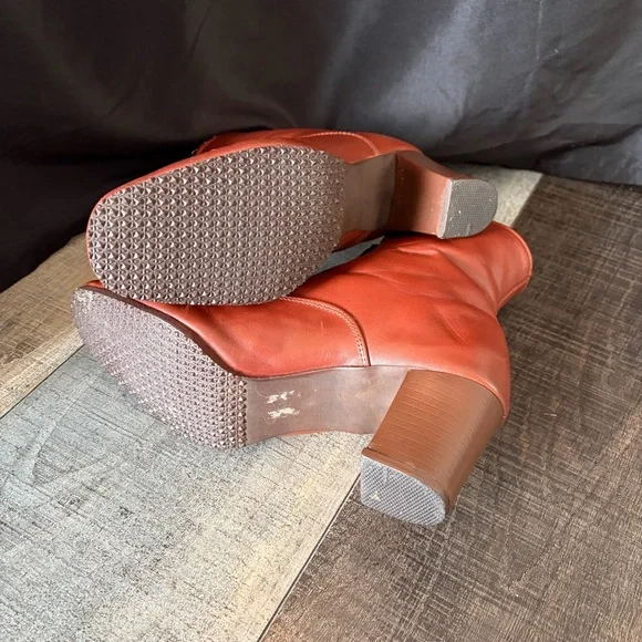 Vintage Warm N Smart Leather Shearling Block Heel Boots 6.5 - Picture 4 of 9